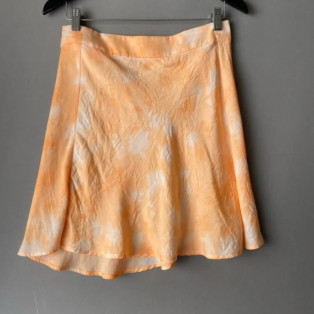 Free People sz 10 orange white mini flareBoho hippie skirt‎